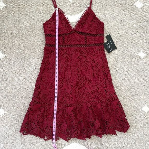 Lulus Dearly Beloved Deep Red Crochet Lace Dress Medium - Picture 8 of 11